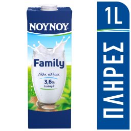 Family Γάλα Υψηλής Παστερίωσης Πλήρες 1lt