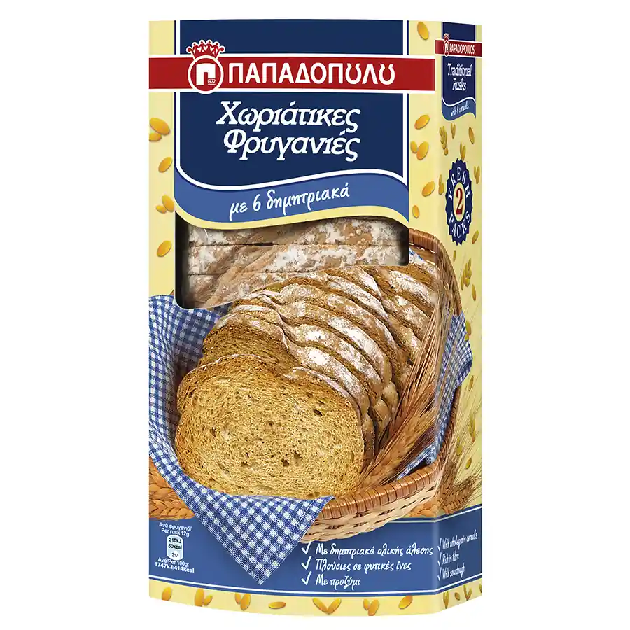 Χωριάτικες Φρυγανιές με 6 Δημητριακά Vegan 240gr