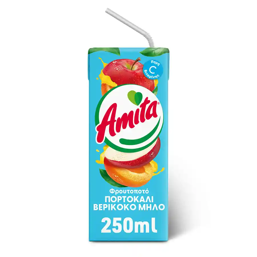 amita φρουτοποτό πορτοκάλι βερίκοκο μήλο 250 ml