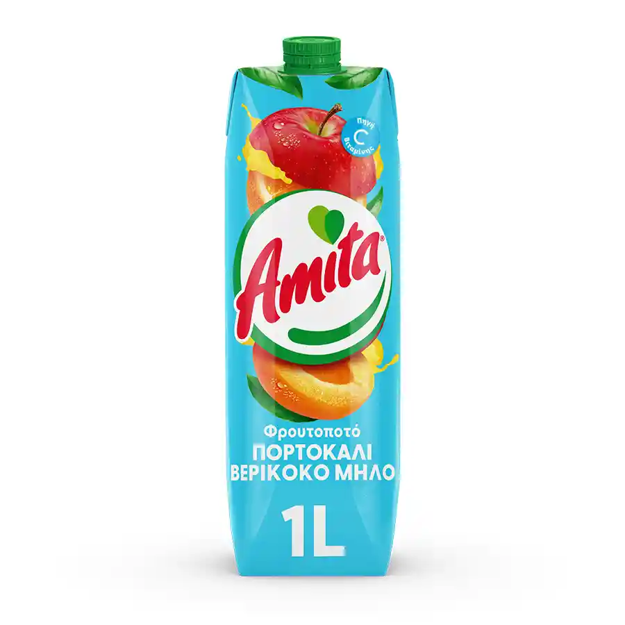 amita φρουτοποτό πορτοκάλι βερίκοκο μήλο 1 L