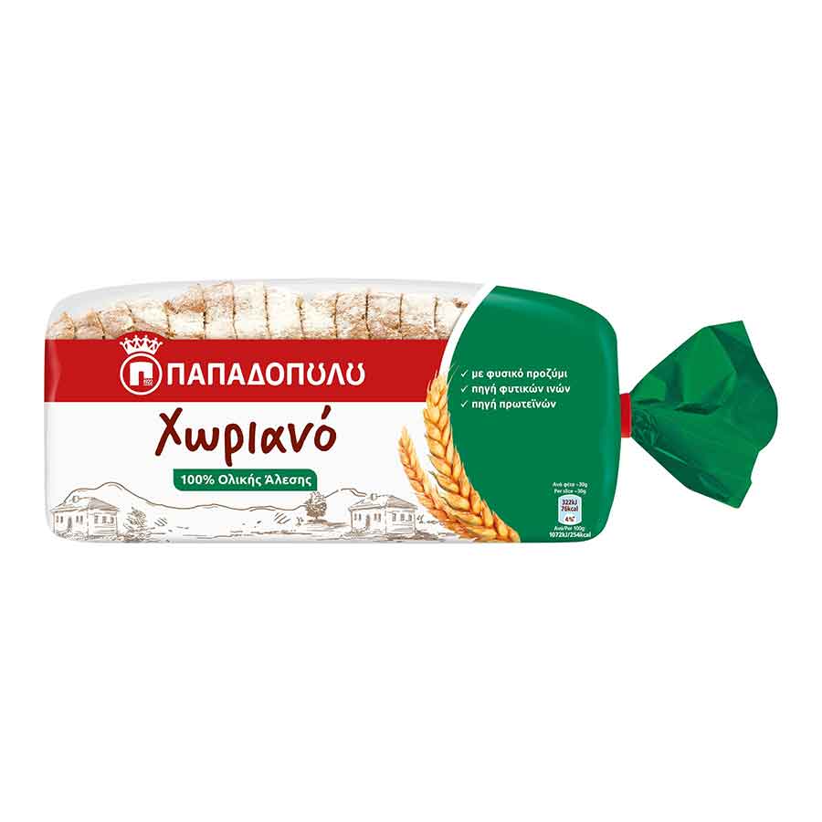 Χωριανό Ψωμί για Τοστ Ολικής Άλεσης Vegan 500gr