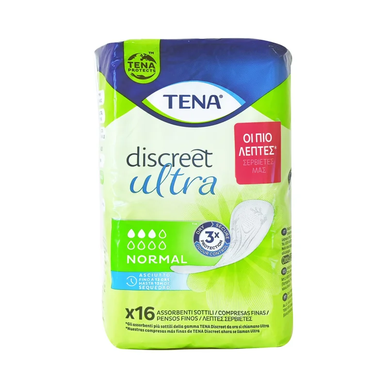 TENA Discreet Σερβιέτες Ακράτειας Ultra Normal 16 τεμ.