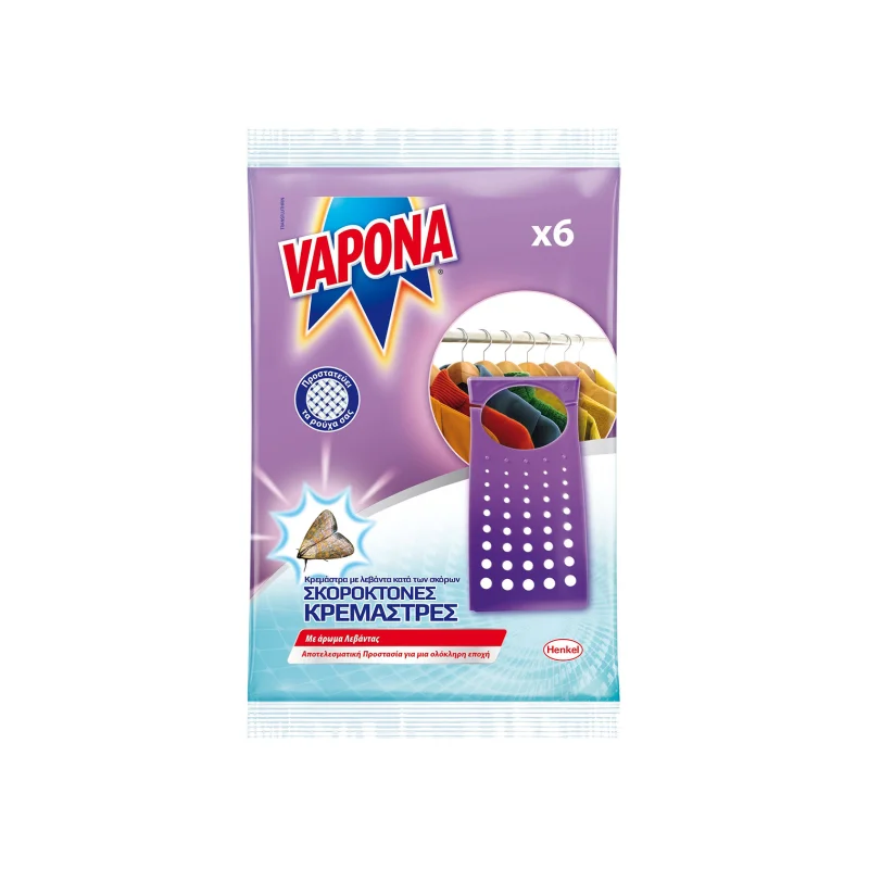 VAPONA Σκοροκτόνες Κρεμάστρες Λεβάντα 6 τεμ.