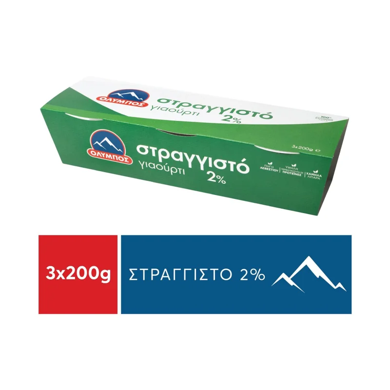 ΟΛΥΜΠΟΣ Γιαούρτι Στραγγιστό 2% 3 × 200 g