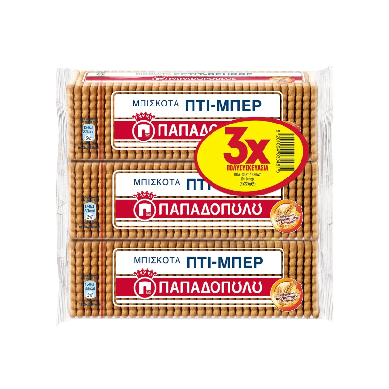 ΠΑΠΑΔΟΠΟΥΛΟΥ Πτι-Μπερ Μπισκότα 3 × 225 g