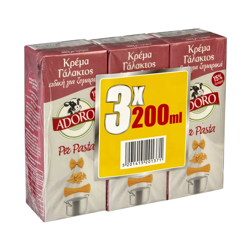 adoro per pasta κρέμα γάλακτος 3 × 200 ml