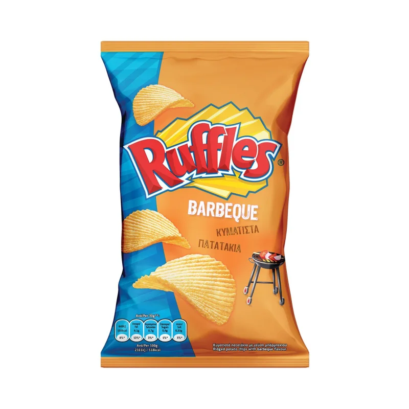 ruffles κυματιστά πατατάκια barbeque 120 g