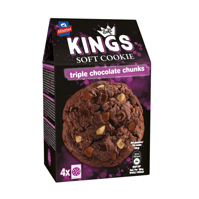 μπισκότα soft kings triple chocolate chunks 160 g