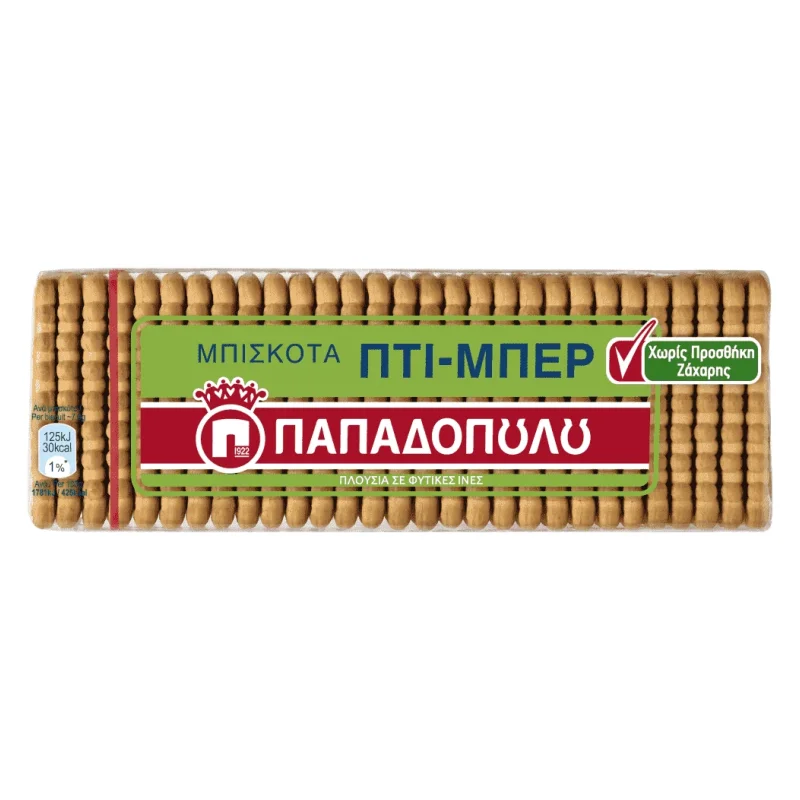 παπαδοπούλου μπισκότα πτι μπερ χωρίς ζάχαρη . 225 g