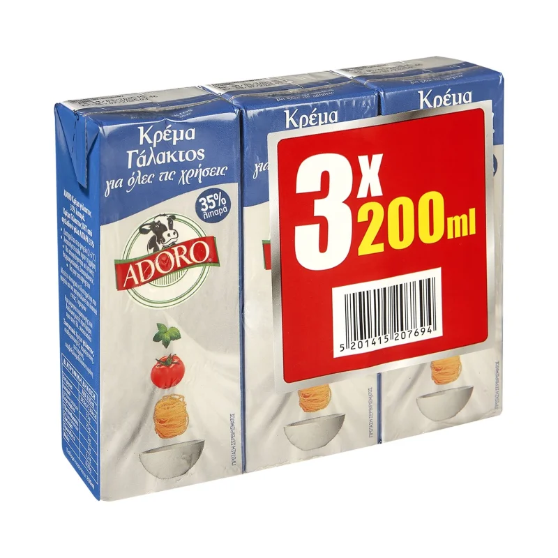 adoro κρέμα γάλακτος 35% 3 × 200 ml