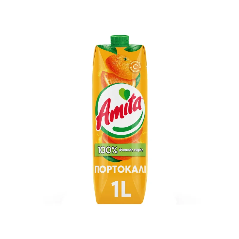 amita 100% φυσικός χυμός πορτοκάλι 1 L
