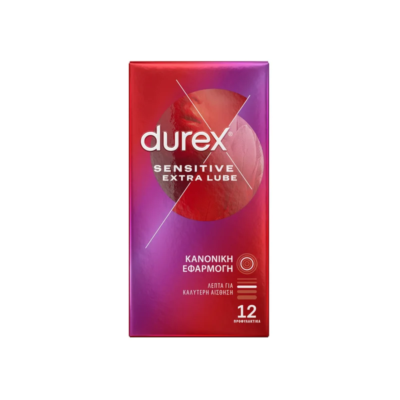 durex sensitive προφυλακτικά extra lube 12 τεμ.
