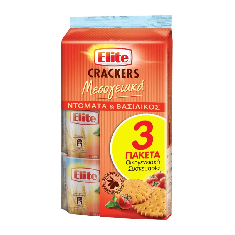 elite crackers μεσογειακά με ντομάτα & βασιλικό 3 × 105 g