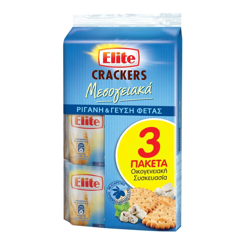 elite crackers μεσογειακά με φέτα & ρίγανη 3 × 105 g