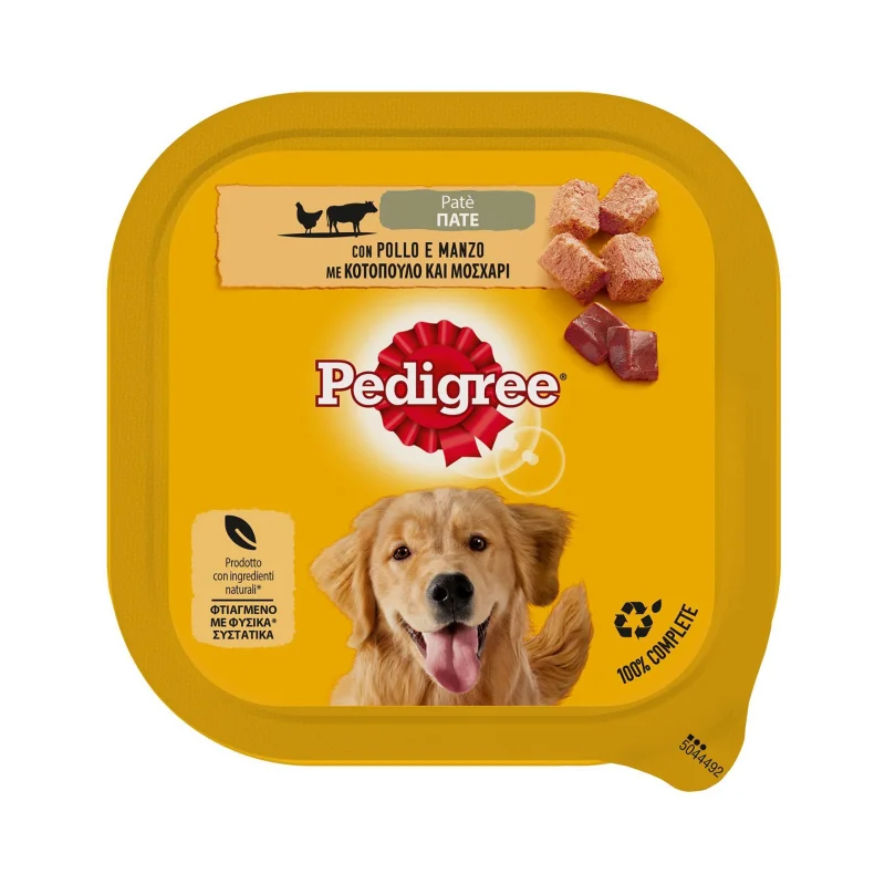 pedigree υγρή τροφή για σκύλους με κοτόπουλο & μοσχάρι πατέ 300 g
