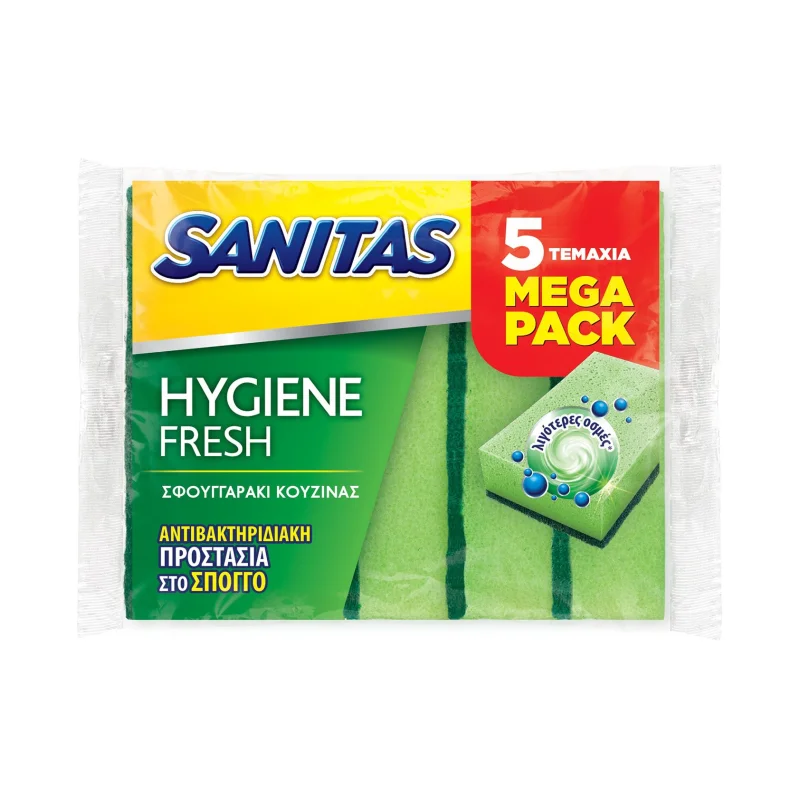 sanitas hygiene fresh σφουγγαράκι κουζίνας αντιβακτηριδιακό 5 τεμ.