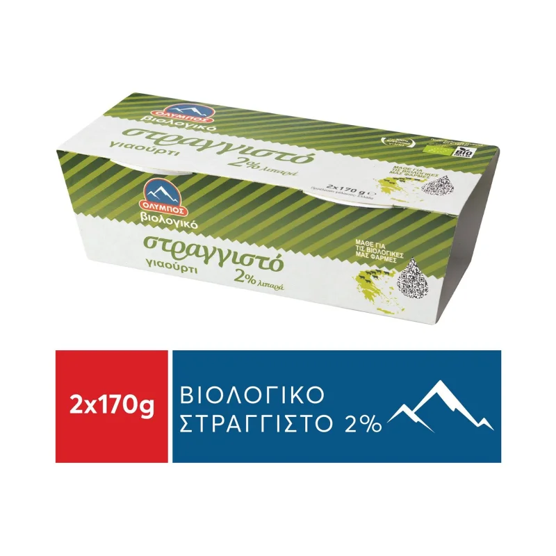 ολυμπος γιαούρτι στραγγιστό 2% βιολογικό 2 × 170 g