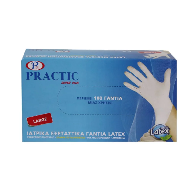 practic γάντια latex large 100 τεμ.