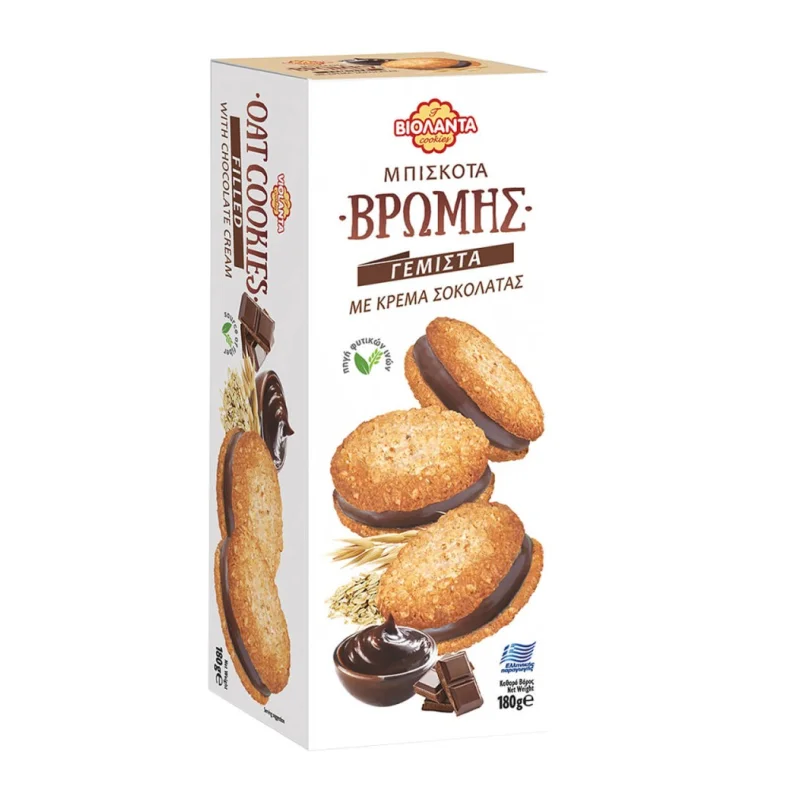 μπισκότα βρώμης γεμιστά σοκολάτα 180 g