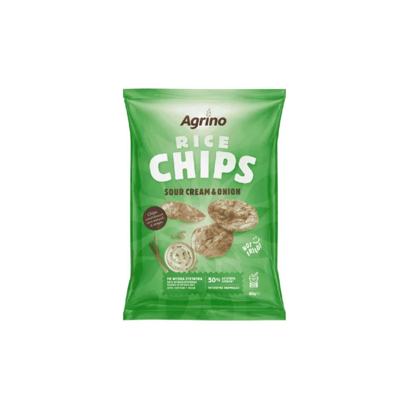 agrino rice chips sour cream & onion 60 g
