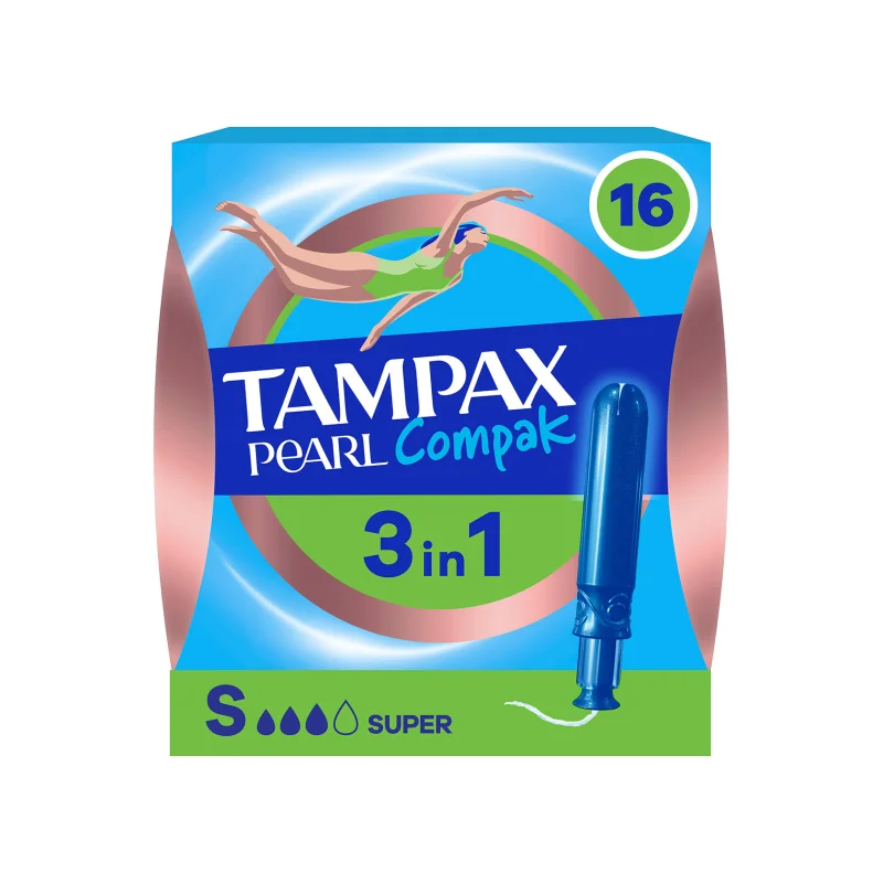 tampax ταμπόν compak pearl super 16 τεμ.