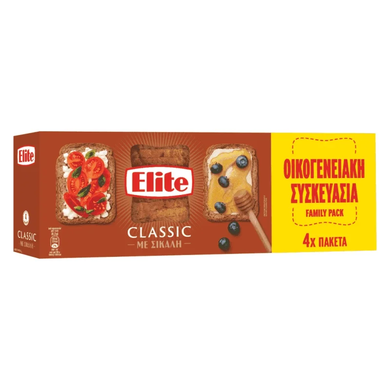 elite φρυγανιές σίκαλης οικογενειακή συσκευασία 360 g