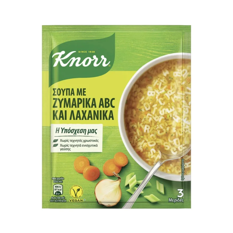 knorr σούπα λαχανικών με ζυμαρικά abc . 82 g