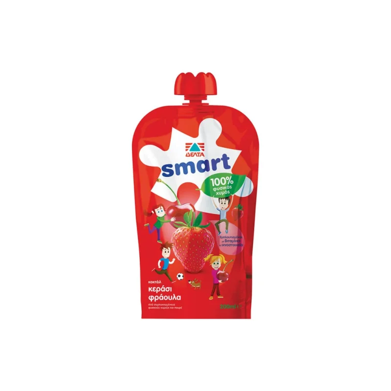 φυσικός χυμός smart φράουλα κεράσι 200 ml