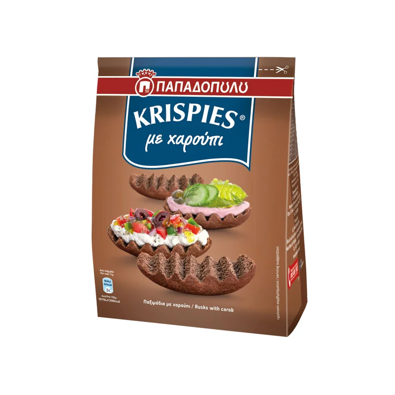παπαδοπούλου krispies παξιμάδια με χαρούπι . 200 g