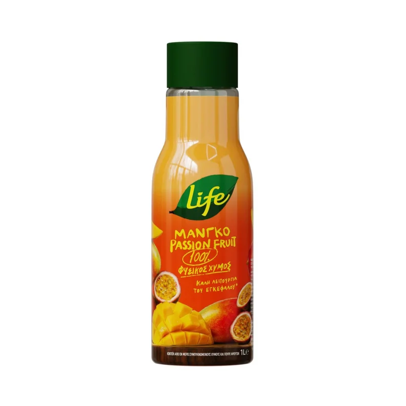 life φυσικός χυμός μάνγκο passion fruit 1 L