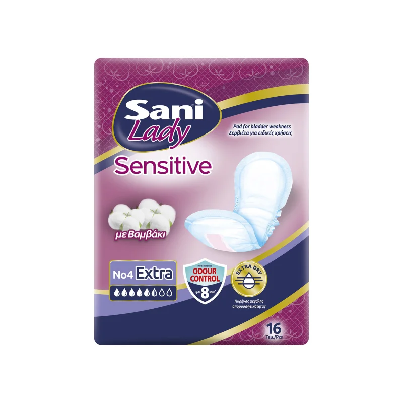 sani lady sensitive σερβιέτες ακράτειας extra no4 16 τεμ.