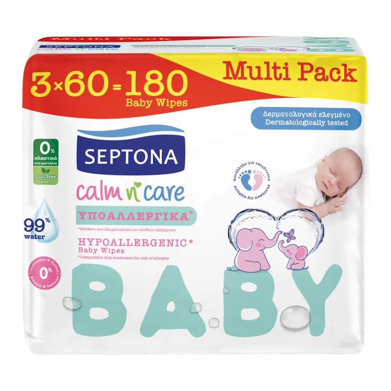 μωρομάντηλα calm n care υποαλλεργικά 3 × 60 τεμ.