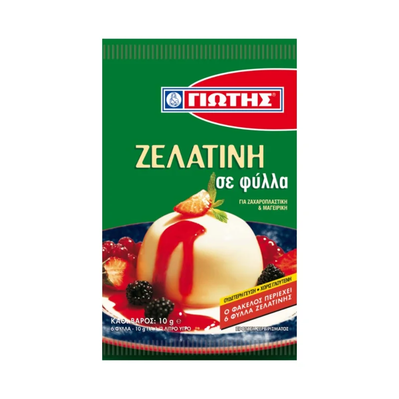 γιώτης ζελατίνη σε φύλλα χωρίς γλουτένη . 10 g