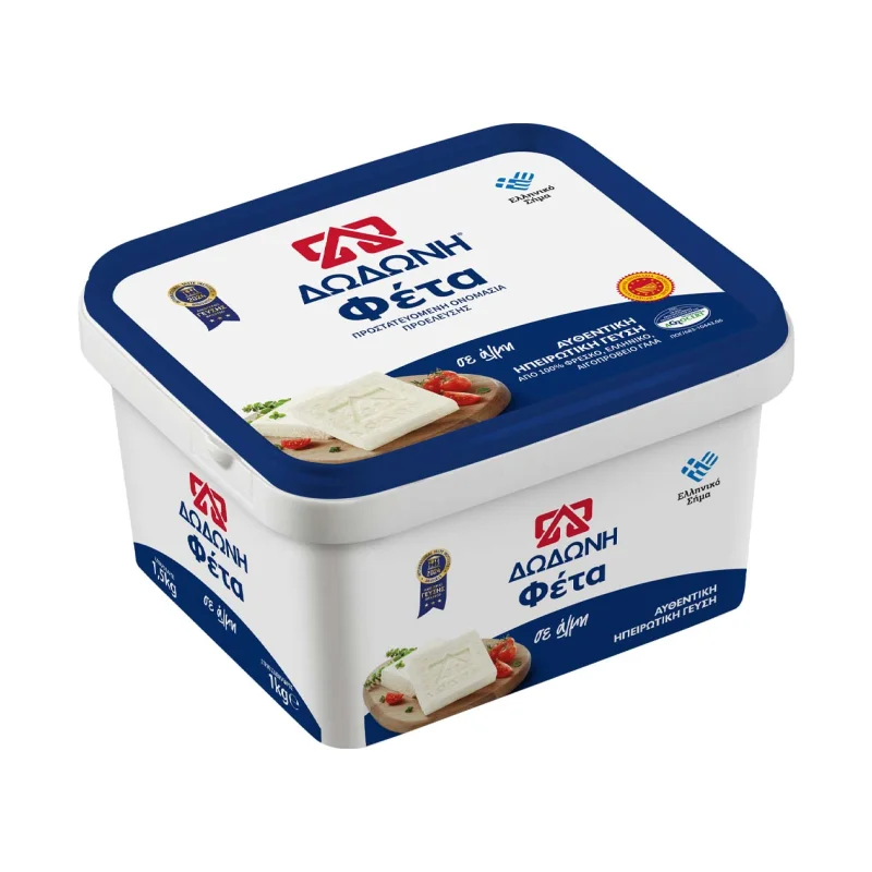 δωδώνη φέτα σε άλμη πλαστικό δοχείο 1 kg