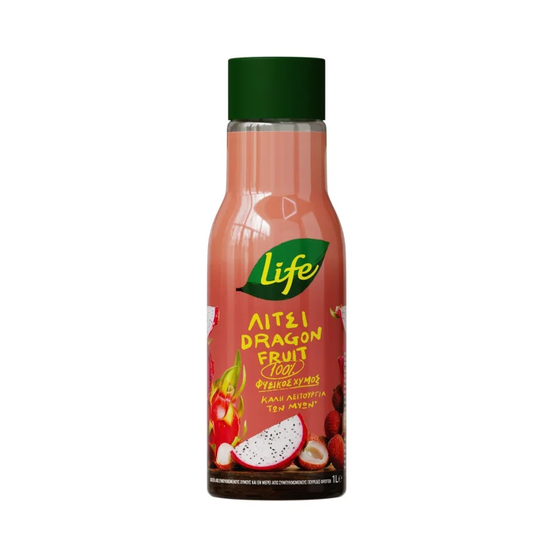 life φυσικός χυμός λίτσι dragon fruit 1 L