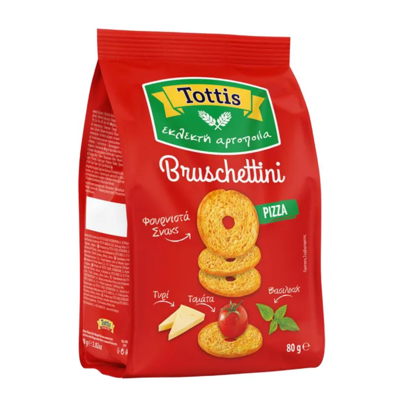 tottis bruschettini παξιμαδάκια pizza 80 g