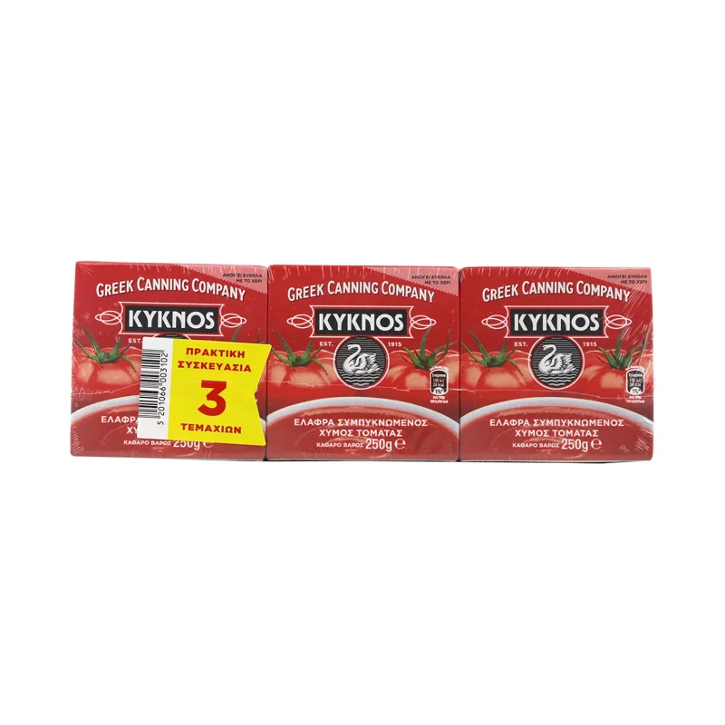 KYKNOS Χυμός Ντομάτας Ελαφρά Συμπυκνωμένος 3x250g