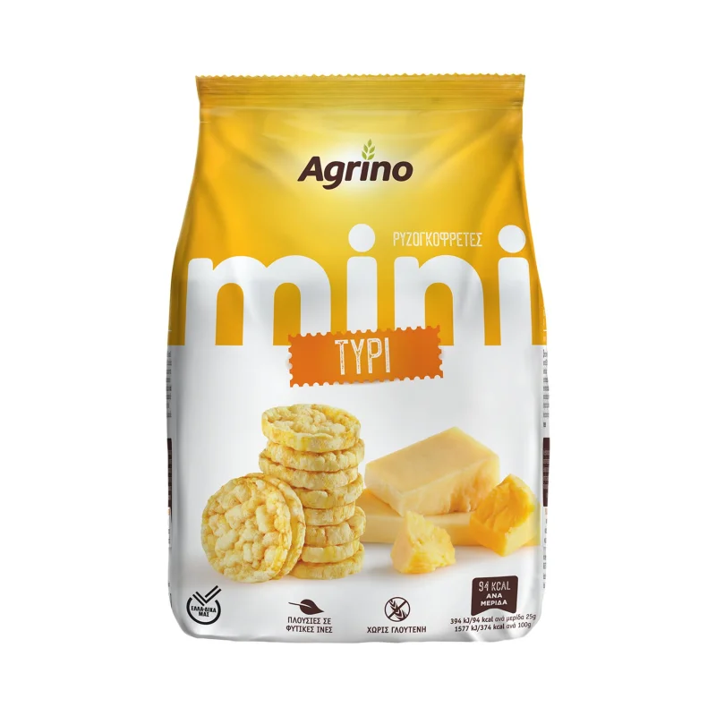 AGRINO Mini Ρυζογκοφρέτες με Τυρί Χωρίς γλουτένη 50g