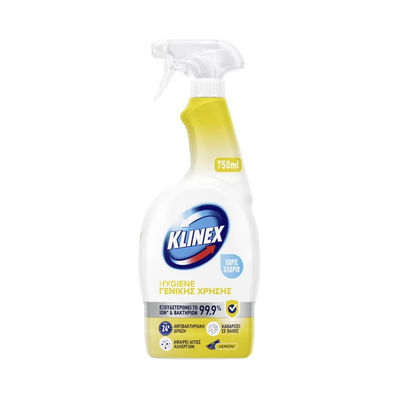 KLINEX Hygiene Καθαριστικό Σπρέι Γενικής Χρήσης Λεμόνι Χωρίς Χλώριο 750ml