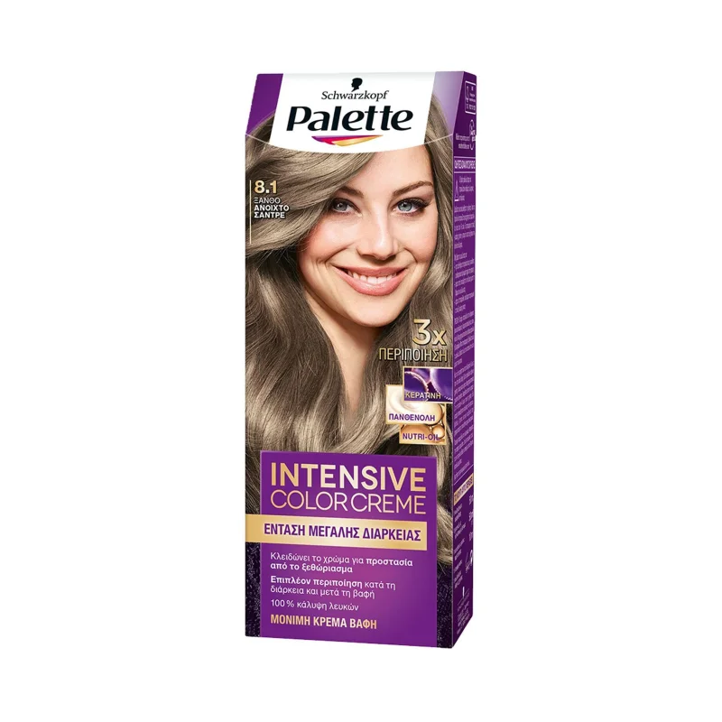 PALETTE Intensive Color Creme Βαφή Μαλλιών Νο8.1 Ξανθό Ανοιχτό Σαντρέ 50ml