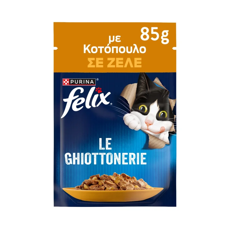 FELIX Le Ghiottonerie Υγρή Τροφή Γάτας με Κοτόπουλο σε Ζελέ 85g