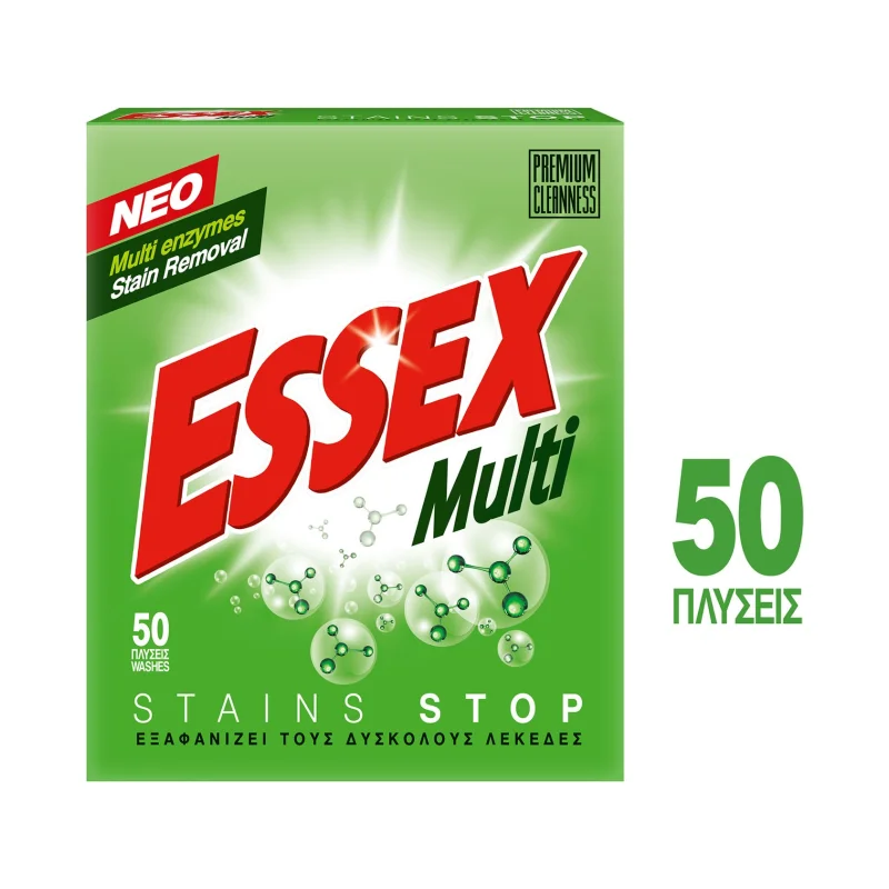 ESSEX Multi Απορρυπαντικό Πλυντηρίου Ρούχων Σκόνη 50 πλύσεις