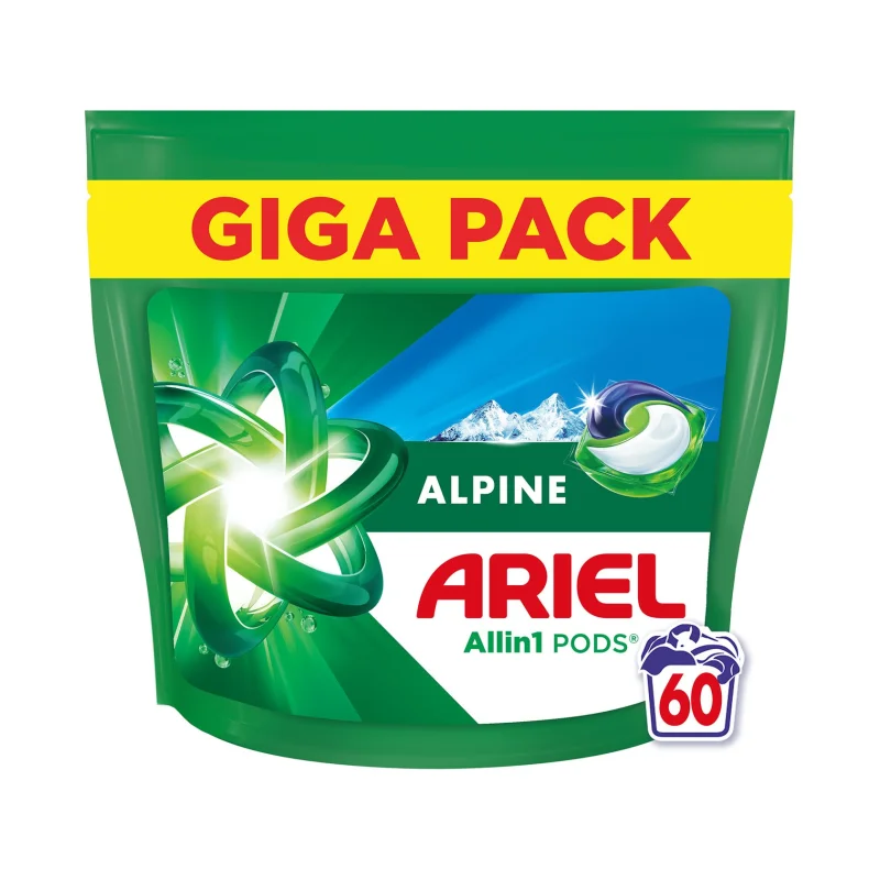 ARIEL Allin1 Pods Απορρυπαντικό Πλυντηρίου Ρούχων Alpine 60 κάψουλες