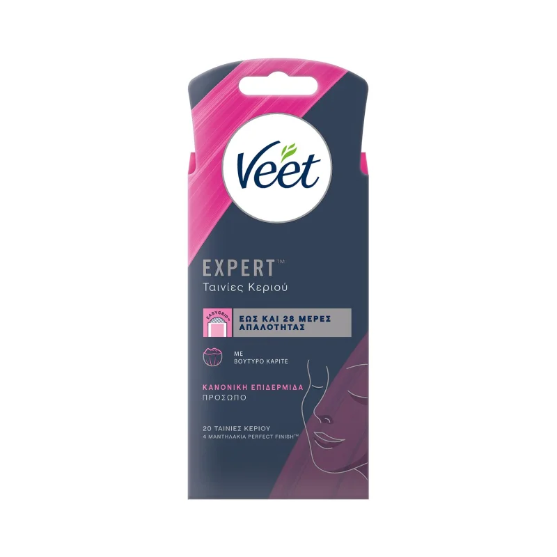 VEET Expert Αποτριχωτικές Ταινίες Κεριού για Πρόσωπο με Βούτυρο Καριτέ 20τεμ