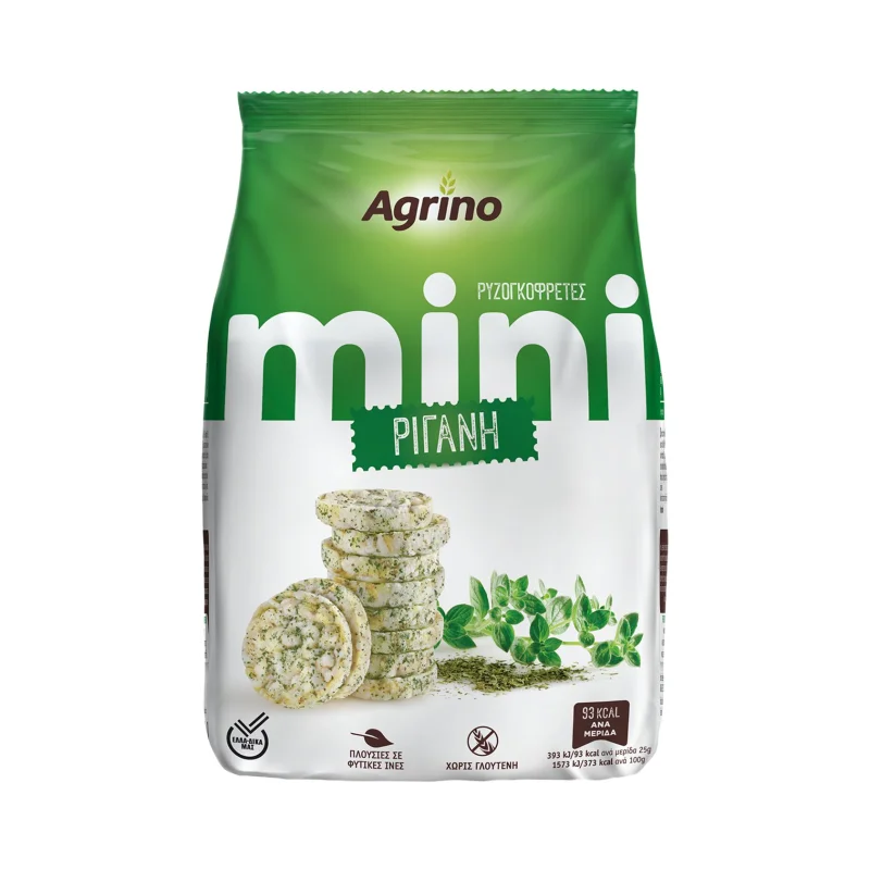 AGRINO Mini Ρυζογκοφρέτες με Ρίγανη Χωρίς γλουτένη 50g