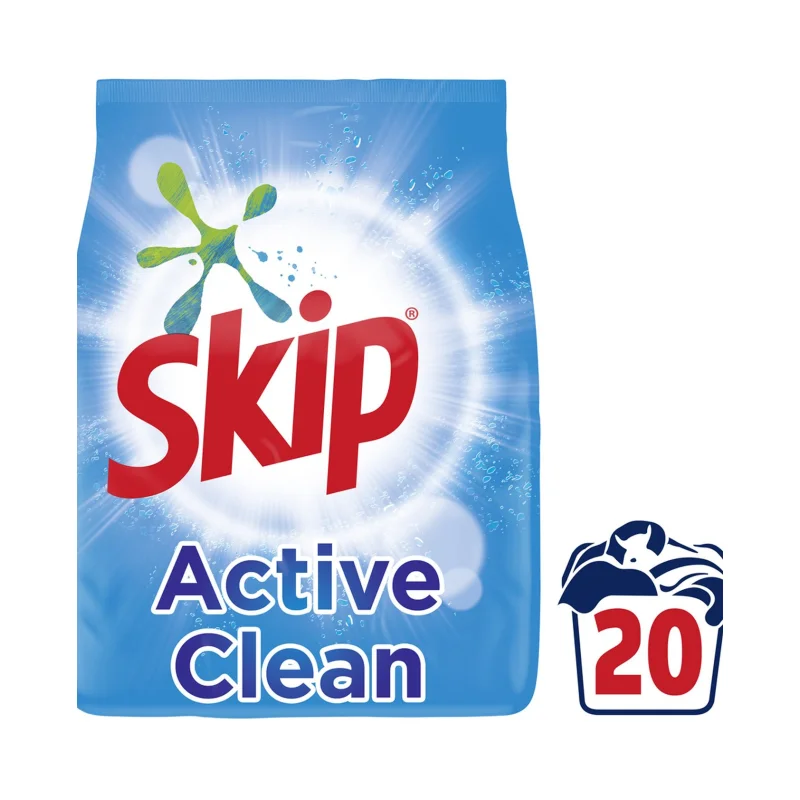 SKIP Active Clean Απορρυπαντικό Πλυντηρίου Ρούχων Σκόνη 20 πλύσεις