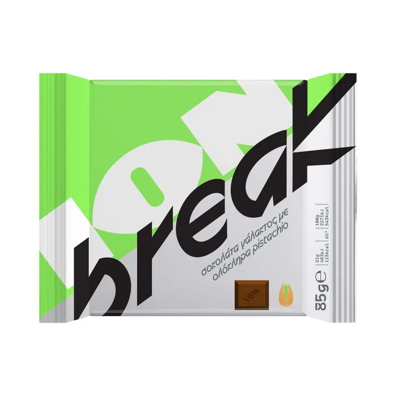 ION Break Σοκολάτα Γάλακτος με ολόκληρα Pistachio 85g