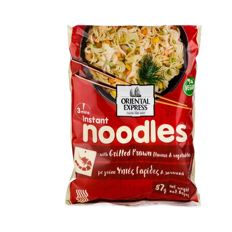 ORIENTAL EXPRESS Instant Noodles με γεύση Ψητές Γαρίδες & Λαχανικά Vegan 87g