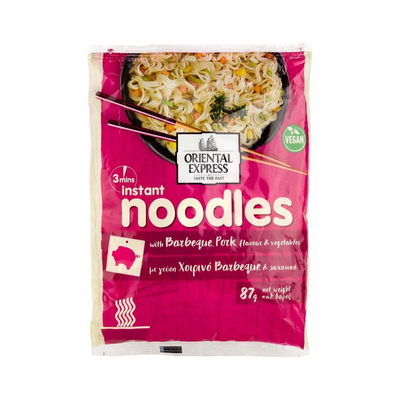 ORIENTAL EXPRESS Instant Noodles με γεύση Χοιρινό Barbeque & Λαχανικά Vegan 87g