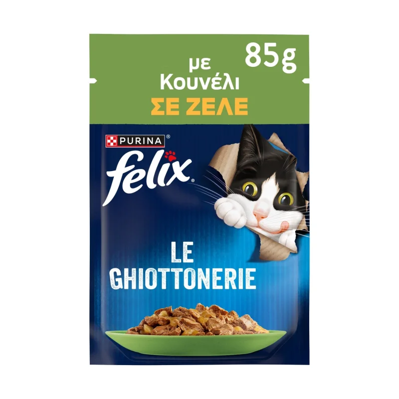 FELIX Le Ghiottonerie Υγρή Τροφή Γάτας με Κουνέλι σε Ζελέ 85g